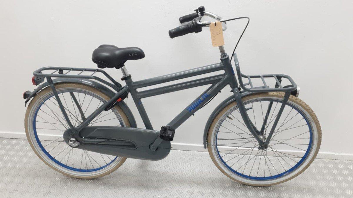 Gazelle Puurnl kinderfiets 24 inch in grijs, gesloten kettingkast en voorruitje