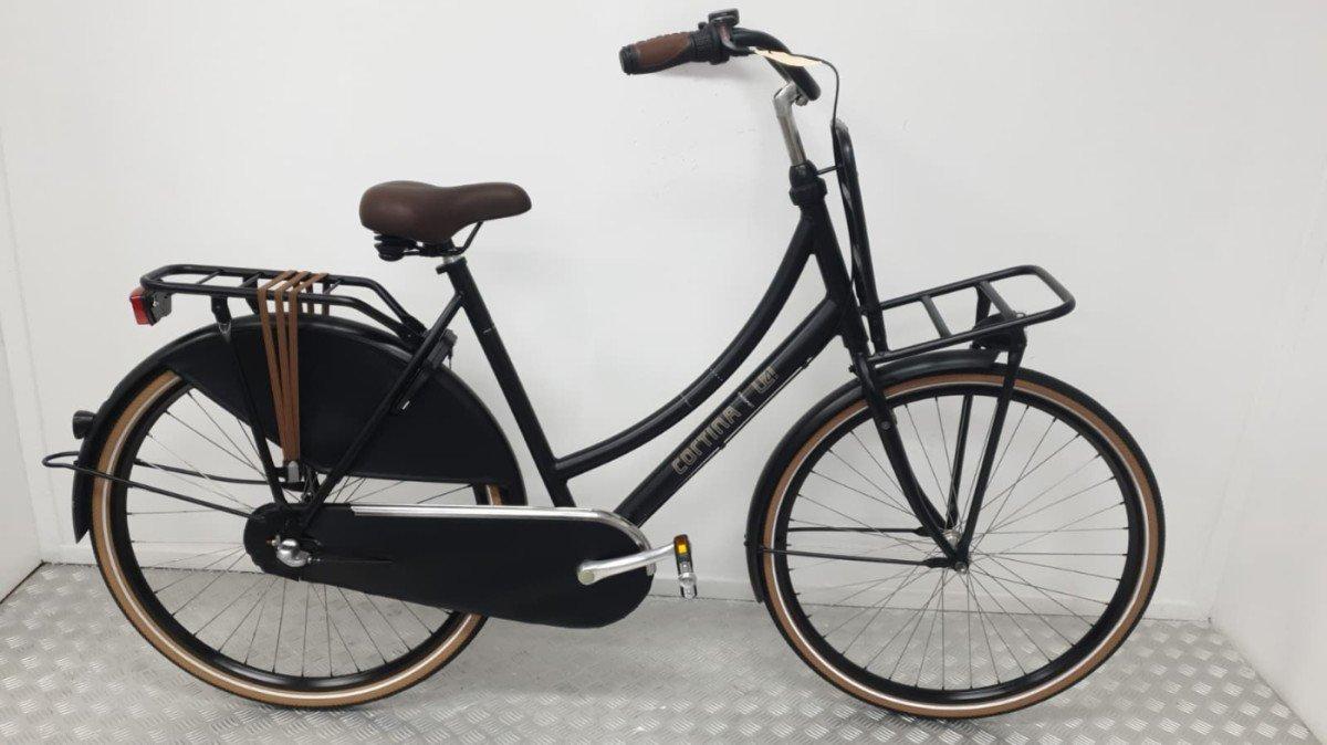 Cortina U4 transportfiets 57 cm in zwart, zijaanzicht